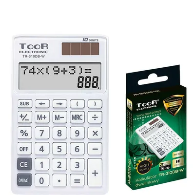 Kalkulator dwuliniowy 10cyfr Toor Electronic tr-310db-w 120-1904 biały zasilanie solarne + bateria 118x70x10mm