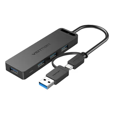Hub 2 w 1 z interfejsem usb-c, 4 portami usb 3.0 oraz zasilaniem Vention chtbb 0,15 m