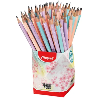 Ołówek z gumką MAPED black’peps pastel hb w kubku 72szt