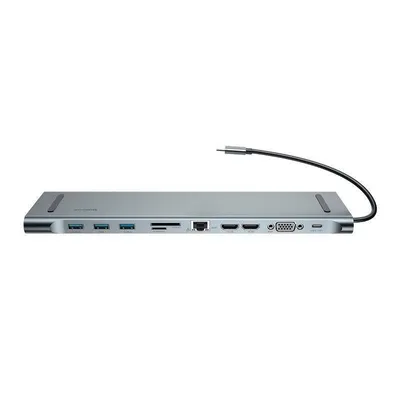 Adapter 11w1 Baseus enjoyment, hub usb-c do 2x hdmi, 3x usb 3.0, vga, rj45, usb-c pd, sd/microsd, jack 3,5mm