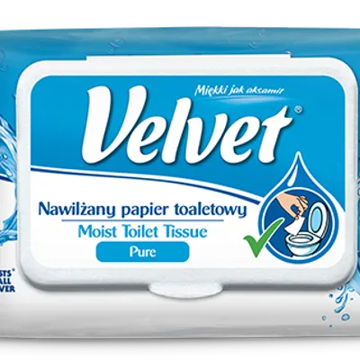 Papier toaletowy nawilżany VELVET pure 61250736 biały 42 szt