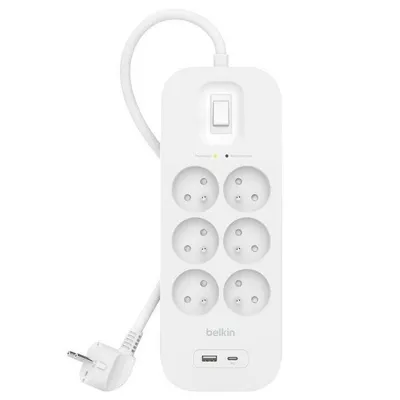 Belkin listwa przeciwprzepięciowa surgeplus 6xfr 1xusb-a 1xusb-c 650j 2m
