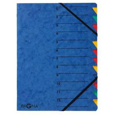 Teczka z gumką segregująca 12 częściowa DURABLE pagna easy p2413102 niebieska tekturowa