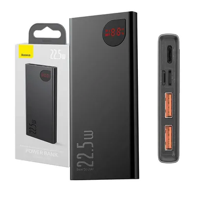 Powerbank Baseus adaman metal, 10000mah, 2xusb, usb-c, lightning, microusb 22.5w (czarny)