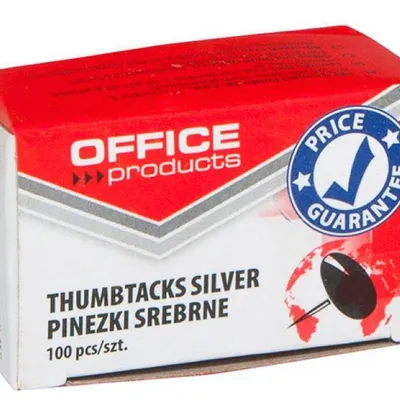 Pinezki srebrne OFFICE PRODUCTS 100szt