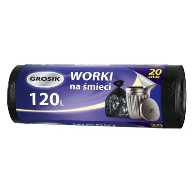 Worki hdpe GROSIK zza312000 czarne 120l 20 szt
