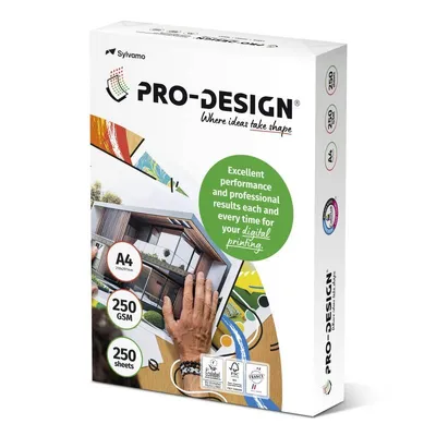 Papier satynowany a4 250g pro-design fsc biały 168cie a++ 250ark