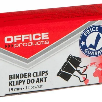 Klipy 19mm OFFICE PRODUCTS czarne 12szt