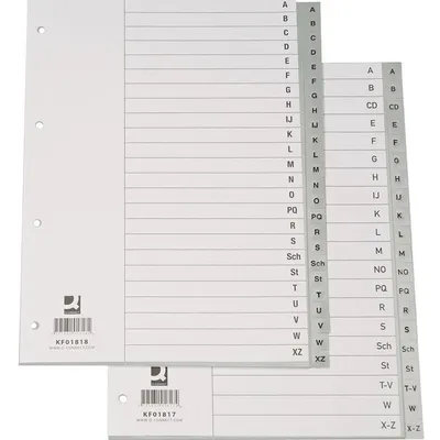 Przekładki a-z a4 Q-Connect szare pp 120g/m² 20kart