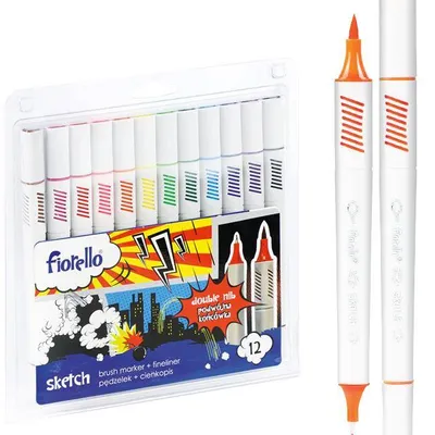 Flamastry dwustronne Fiorello gr-f726-12 sketch 160-2232 mix*12szt