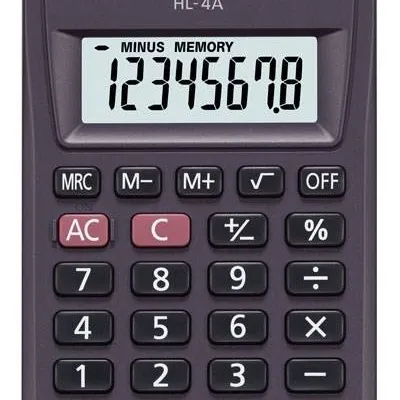 Kalkulator kieszonkowy 87x56x8,6mm Casio hl-4a box bateria lr54