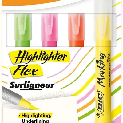Zakreślacz BIC highlighter flex 950470 mix*4 pędzelek 1-4mm 4szt