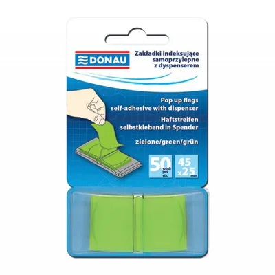 Zakładki indeksujące foliowe 25x45mm DONAU zielone 50 szt