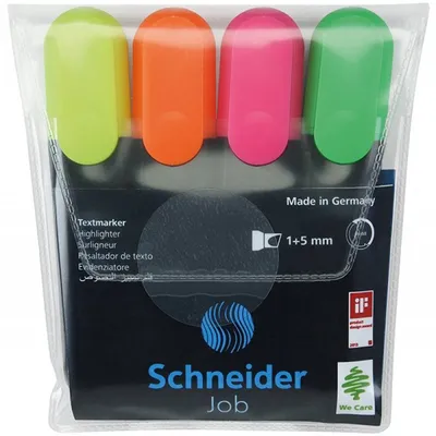 Zakreślacze SCHNEIDER job mix kolorów 1-5mm 4szt