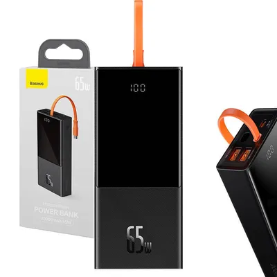 Powerbank Baseus elf 20000mah, pd, 2xusb, usb-c + kabel usb-c 65w (czarny)