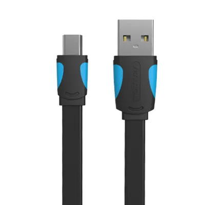 Płaski kabel usb 2.0 a do mini 5 pinowy Vention vas-a14-b100 2a 1m czarny