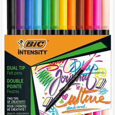Pisaki dwustronne BIC intensity dual tip pastel 989695 mix*12