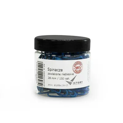 Spinacze okrągłe 28mm VICTORY OFFICE PRODUCTS 6028sm150-07 niebieskie metalowepowlekane w słoiku małym 150szt