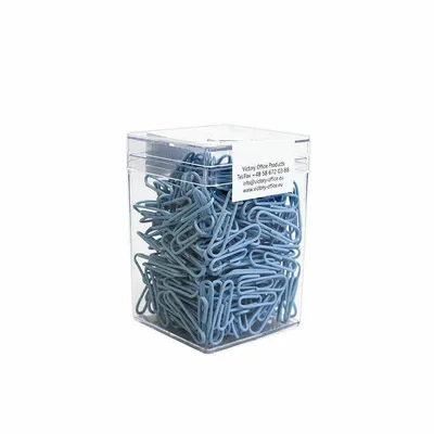 Spinacze okrągłe 28mm VICTORY OFFICE PRODUCTS 60286h300-073 pastelowe ciemnoniebieskie metalowe powlekane w pojemniku plastikowym 300szt