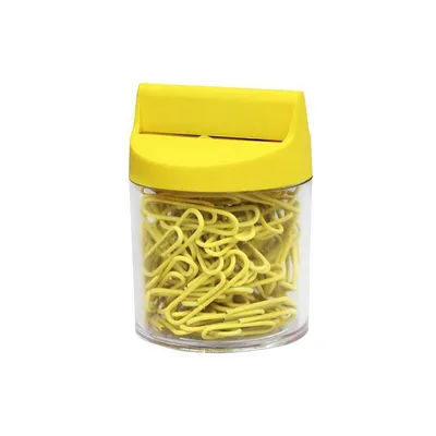 Spinacze okrągłe 28mm VICTORY OFFICE PRODUCTS 6028m100-04 żółte metalowepowlekane w pojemniku magnetycznym 100szt
