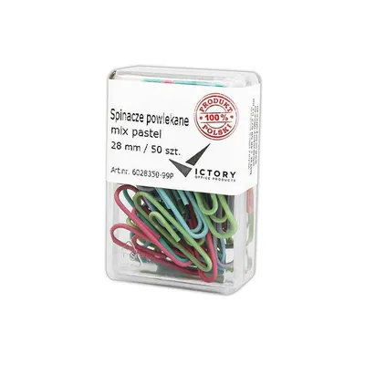 Spinacze okrągłe 28mm VICTORY OFFICE PRODUCTS 6028350-99p mix kolorów metalowe powlekane w pojemniku plastikowym 50szt
