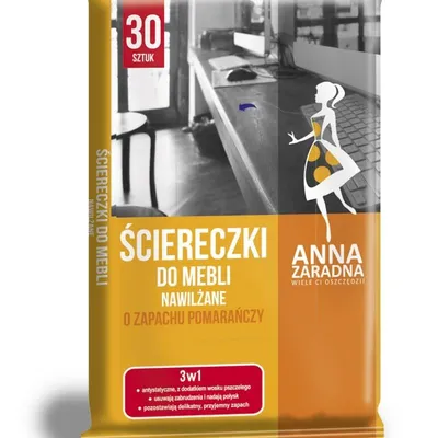 Ściereczki nawilżane do mebli ANNA ZARADNA białe o zapachu pomarańczy 30szt