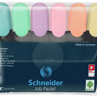 Zakreślacze SCHNEIDER job pastel mix kolorów 1-5mm 6szt