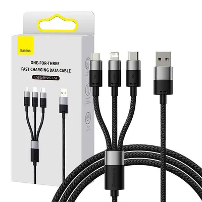 Kabel szybkiego ładowania Baseus starspeed usb do m+l+c 3.5a 0.6m(black)
