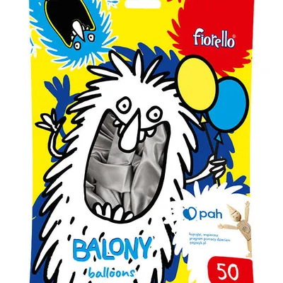 Balony 10" Fiorello 170-2631 mataliczny srebrny 50szt