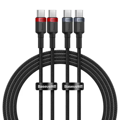 Kabel Baseus cafule usb-c do usb-c 100w,2m, 2szt (czerwono-czarny, szaro-czarny)