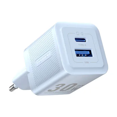 Ładowarka sieciowa, Vention, feql0-eu, usb-c, usb- a, 30w/30w , gan (niebieska)