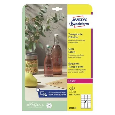 Etykiety samoprzylepne 63.5x31.8mm AVERY zweckform trwałe l7782-25 przezroczyste 25ark*21szt