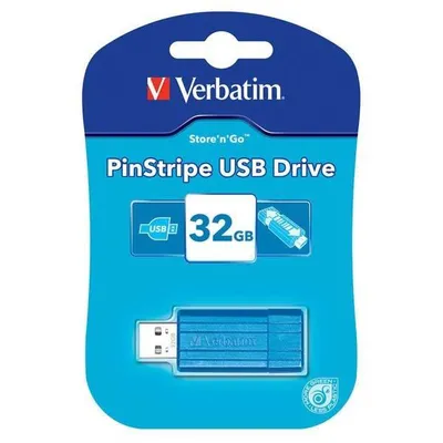 Verbatim usb flash disk, usb 2.0, 32gb, pinstripe, store n go, niebieski, 49057, usb a, z wysuwanym złączem