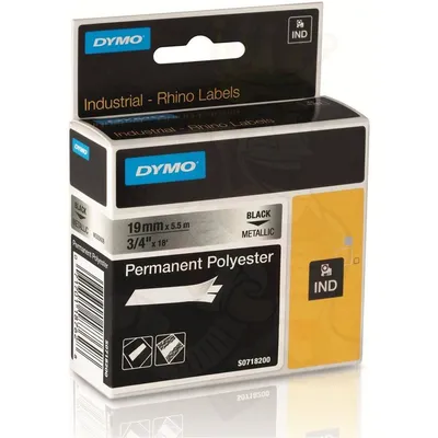 Tasiemka oryginalna kolor nadruku: czarny/kolor tła: metalizowane DYMO s0718200/18487=18762 19mm x 5.5 m poliestrowa, trwała/do opisu płaskich powierzchni