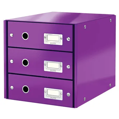 Pojemnik z szufladami 286x358x282mm LEITZ click & store wow 60480062 fioletowy 3 szuflady