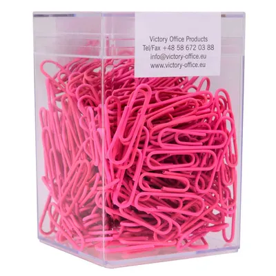 Spinacze okrągłe 28mm VICTORY OFFICE PRODUCTS 60286h300-095 neonowe różowe metalowe powlekane w pojemniku plastikowym 300szt