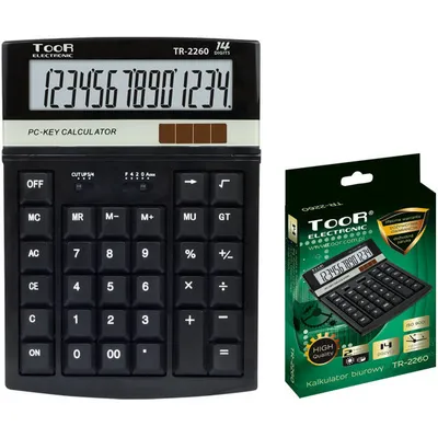 Kalkulator biurowy 14cyfr Toor Electronic tr-2260 120-1859 zasilanie solarne + bateria 200x140x23mm