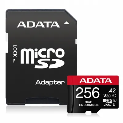 Adata karta microsd high endurance 256gb uhs1 u3 v30 a2 100/85mb/s + adapter