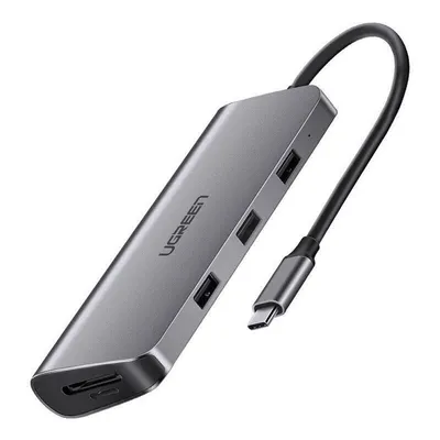 Adapter hub 9w1 UGREEN usb-c cm179 do hdmi 4k, 3x usb 3.0, typ-c pd, rj45, sd, micro sd, vga (szary)