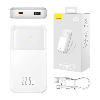 Powerbank Baseus comet 20000mah, usb do usb-c, 22.5w (biały)