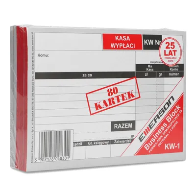 Druk akcydensowy kasa wypłaci a6 EMERSON kw-1 1+1 80 kart. 5 bl.