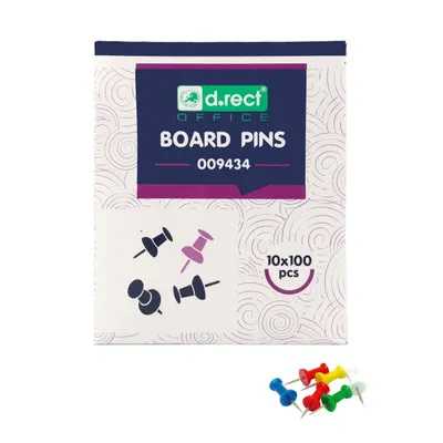 Pinezki tablicowe kolorowe D.RECT 100szt