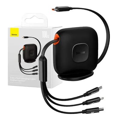 Kabel usb-c Baseus traction 3w1 usb-c / lightning / micro 100w 1.7m (czarny)