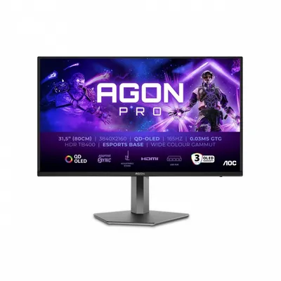Aoc monitor ag326ud 31.5 cala 4k qd-oled 165hz hdmix2 dp pivot głośniki