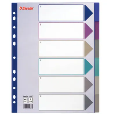 Przekładki a4 maxi ESSELTE 20647 mix pp 6szt