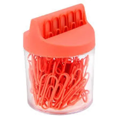 Spinacze okrągłe 28mm VICTORY OFFICE PRODUCTS 6028m100-065 neonowe pomarańczowe metalowepowlekane w pojemniku magnetycznym 100szt