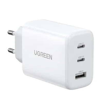 Ładowarka sieciowa UGREEN cd275, 2x usb-c, 1x usb, 65w (biały)
