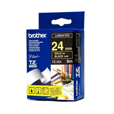 Tasiemka oryginalna złoty/czarne BROTHER tz354 24mm x 8 m