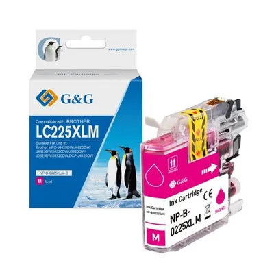 G&g kompatybilny ink / tusz z lc-225xlm, magenta, 1200s, np-b-0225xlm, dla brother mfc-j4420dw, mfc-j4620dw