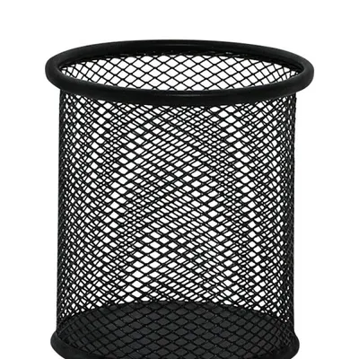 Przybornik na długopisy Ø90x100mm Q-Connect office set czarny metalowa siatka